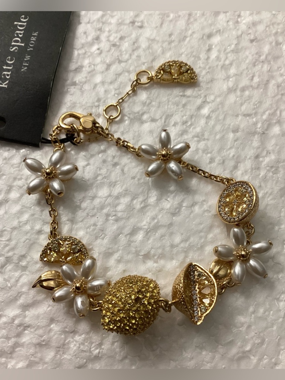 Kate Spade Gold-Tone Flower & Lemon Multi-Charm Pendant Bracelet - Picture 6 of 7